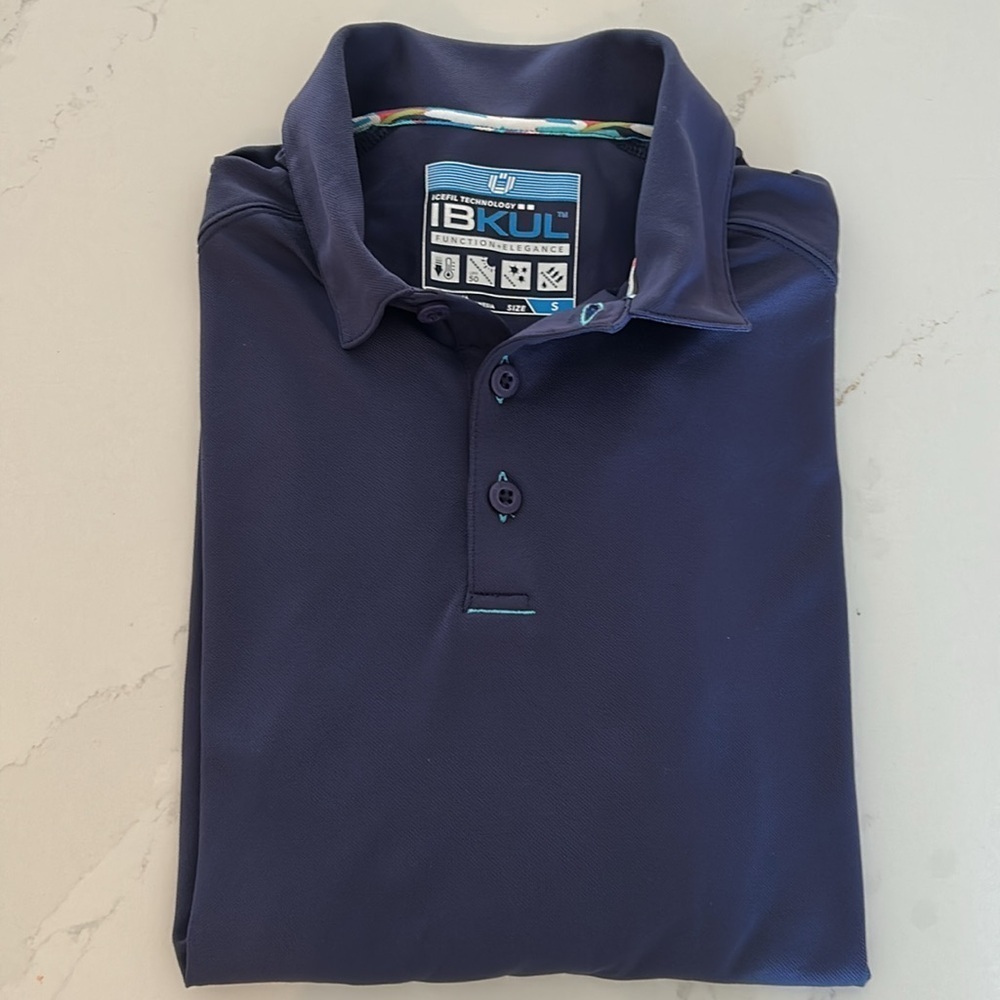 IBKUL Long Sleeves Polo navy blue Breathable Lightweight Golf Outdoors Sz Small
